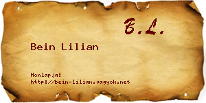 Bein Lilian névjegykártya